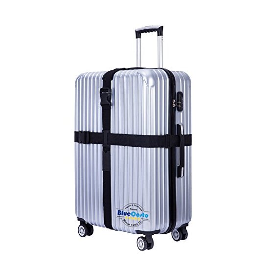 蓝色ecosto(黑色)重型交叉行李箱背带旅行箱旅行带防滑600001-BLK