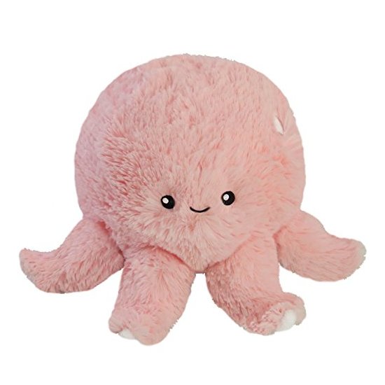 可压扁的快乐章鱼毛绒玩具，粉色，迷你7